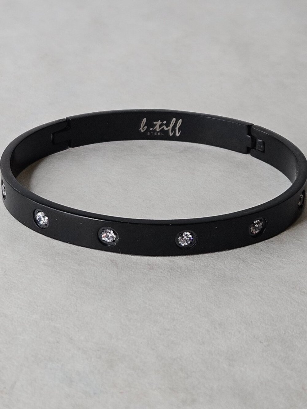 B Tiff 8 Stone Crystal Stainless Steel Cuff Bracelet 7.5-8 inches